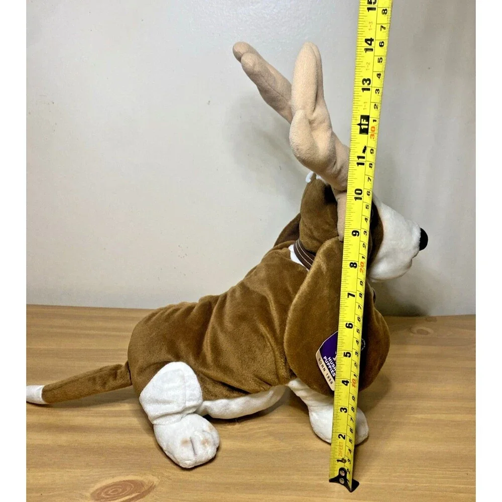 Applause Hush Puppies Holiday Basset Hound Dog Antlers  Bell 14
